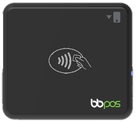 The BBPOS Chipper terminal with options to tap, swipe, or insert a card.