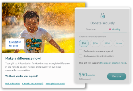 Branding card on optimized donation form