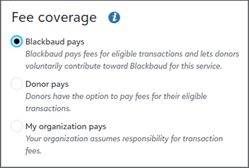 Processing fee coverage choices